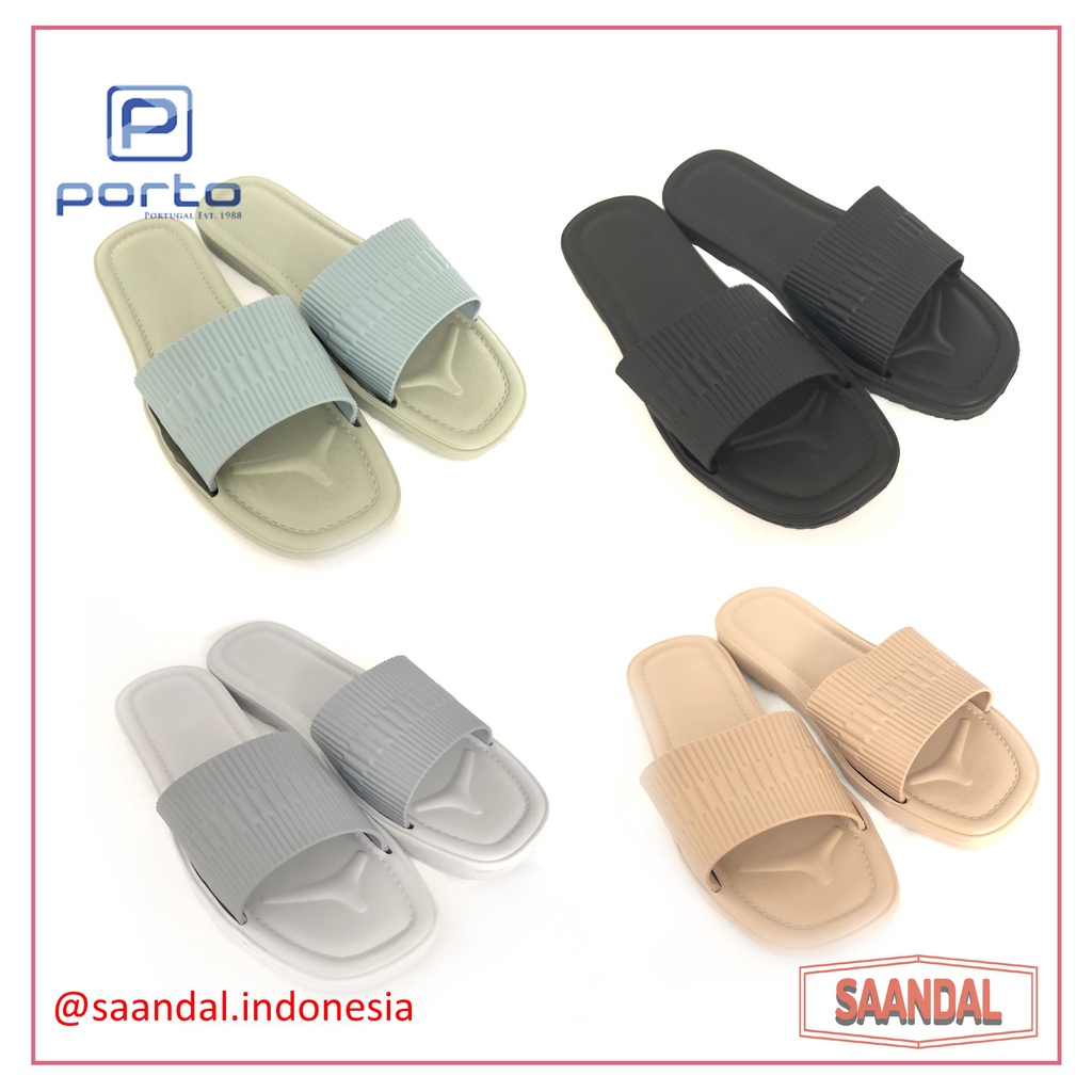 Sandal Selop Wanita Warna Polos Porto 3036 (BISA SATUAN COD)