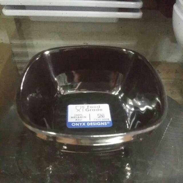 Mangkok segi kotak oriental 4" melamin pro onyx