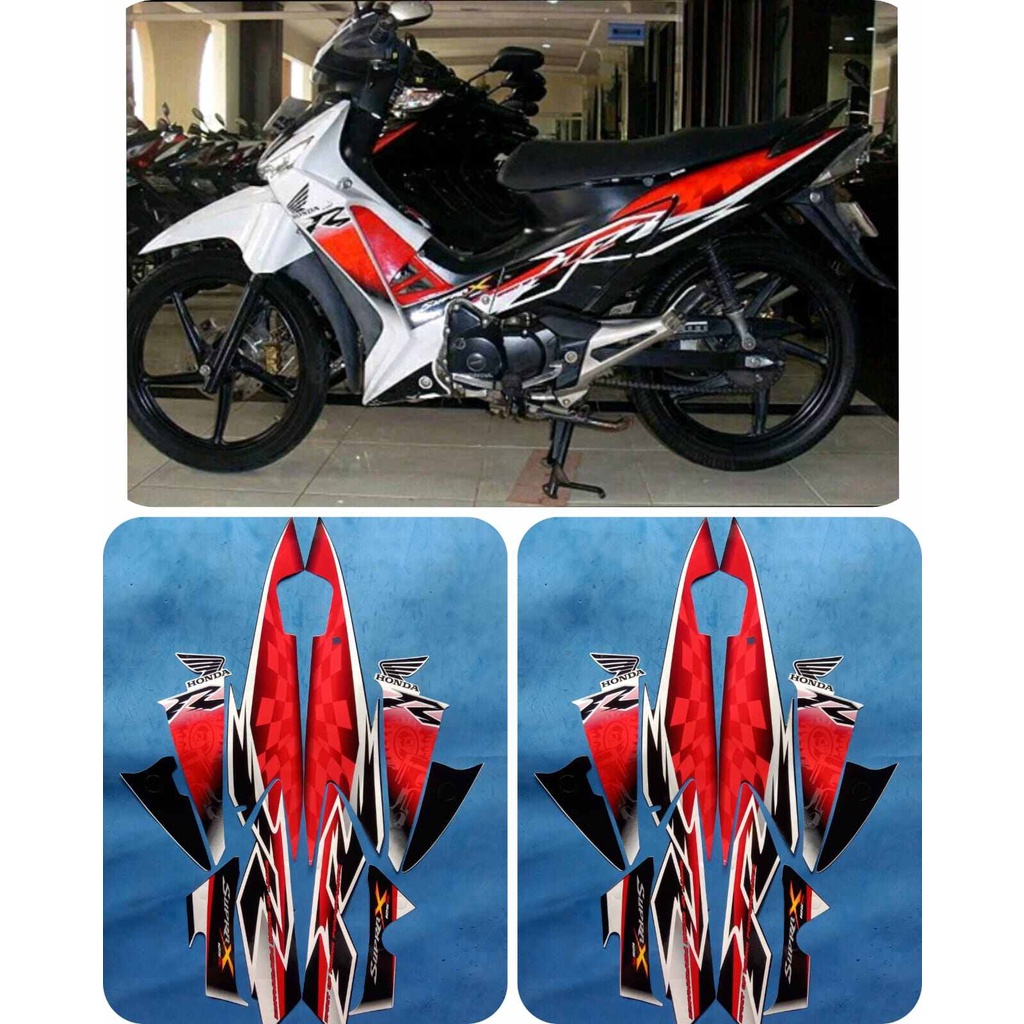 Striping Stiker Lis Les Body Motor Full Set Honda Supra X 125 R CW 2008-2009 Srandar Original Warna 