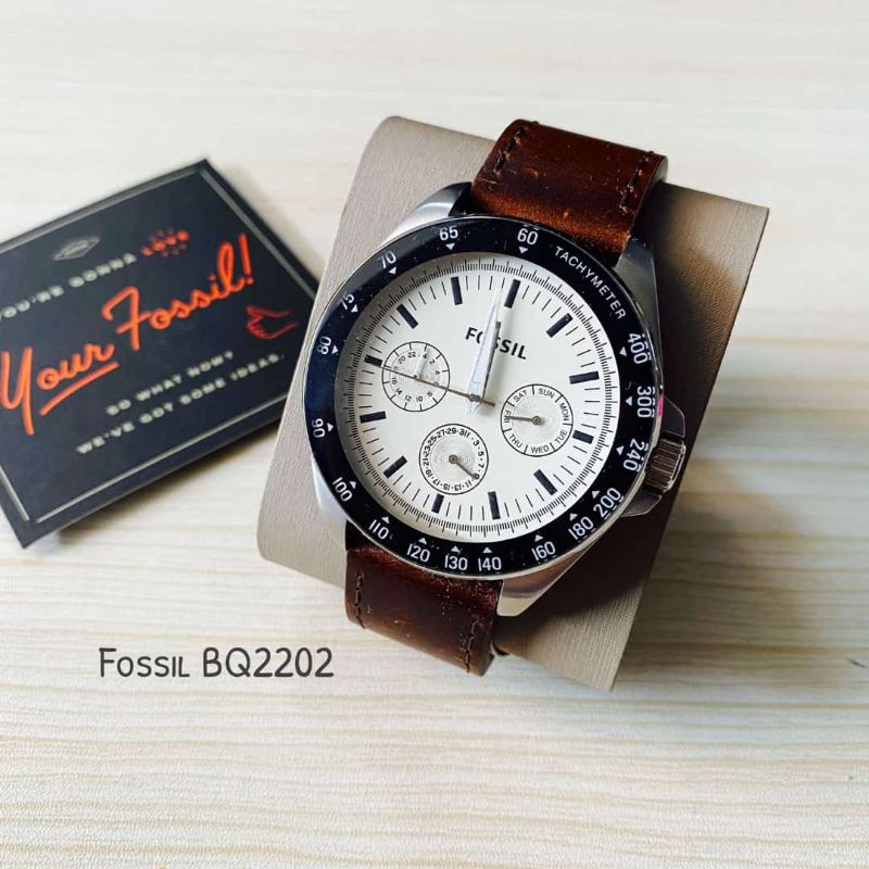 neale multifunction brown leather watch