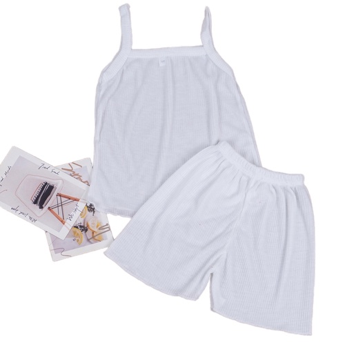 ZASKIYA - SET SINGLET ANAK KIDDY RIB / SETELAN SINGLET ANAK BALITA POLOS CELANA PENDEK