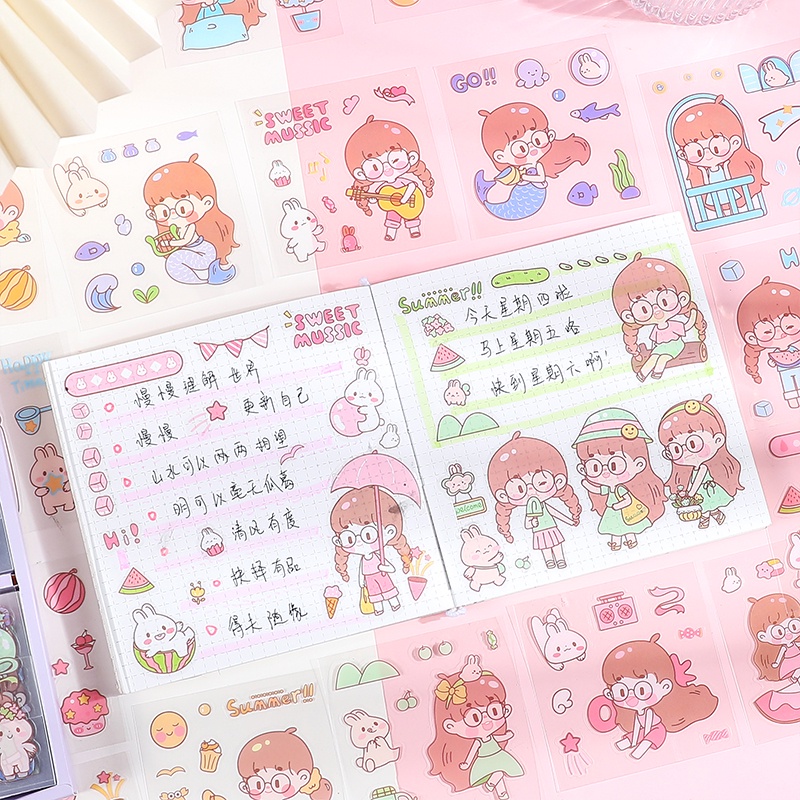 100 Lembar Stiker Motif Kartun Tahan Air Untuk Dekorasi