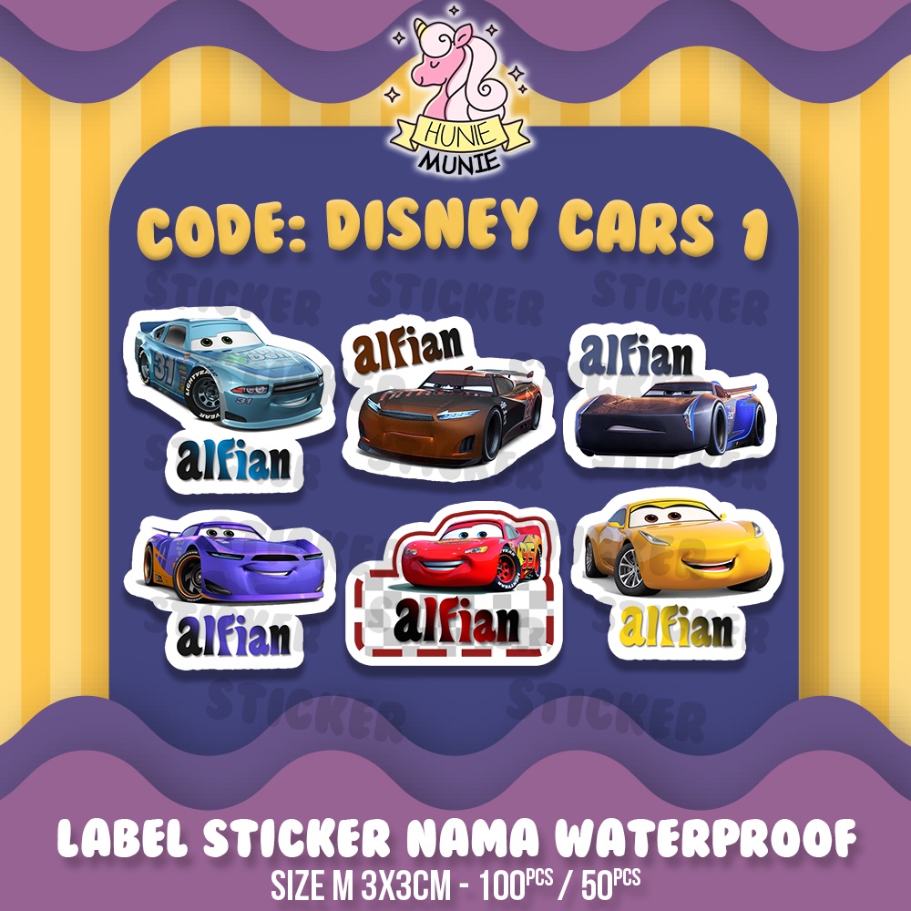 

Sticker Label Nama Custom - Disney Cars (100pcs+) Stiker