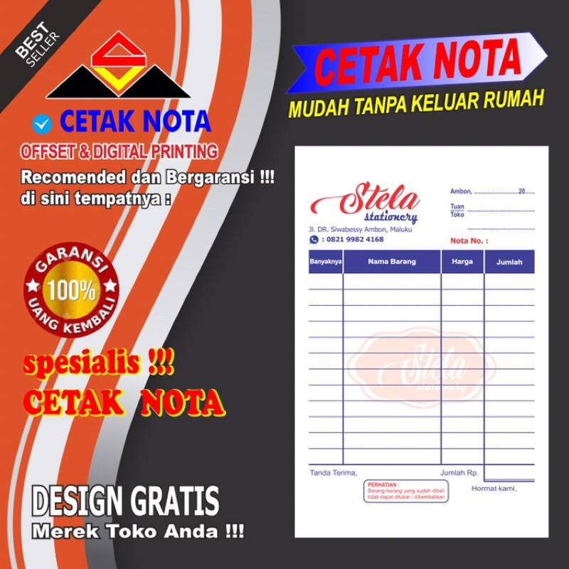

Cetak Nota 2 ply 1/4 FOLIO (40 buku)