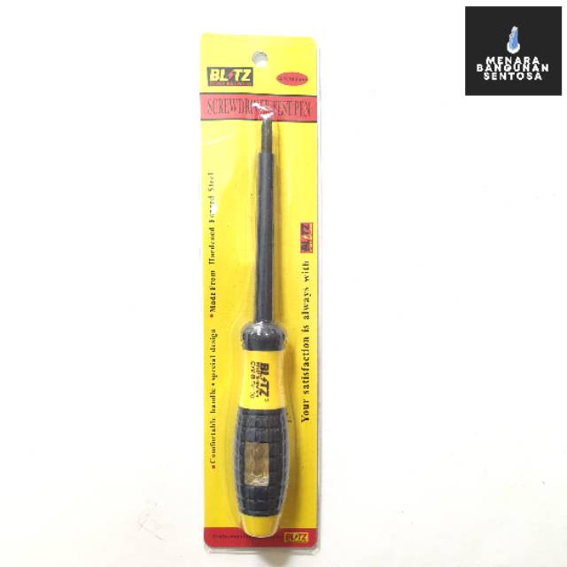 Obeng Tespen Blitz 4&quot; Karet / Test Pen AC Listrik Screwdriver Plus (+) / Minus (-)