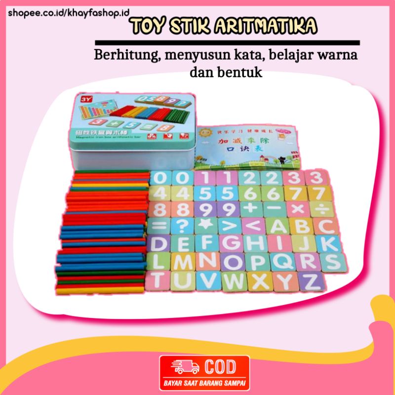 Mainan Edukasi Toy Stik Aritmatika Mainan Montesori Kado Anak Belajar Warna Bentuk Hadiah Anak Bahan