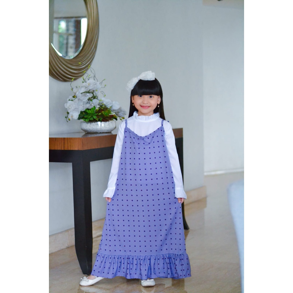 MOMOGI- GAMIS ANAK OVERALL POLKADOT 2 IN 1 / Usia 5th-11th