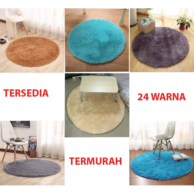 KARPET BULU BULAT DM 100x2cm ANTI SLIP cocok buat alas meja