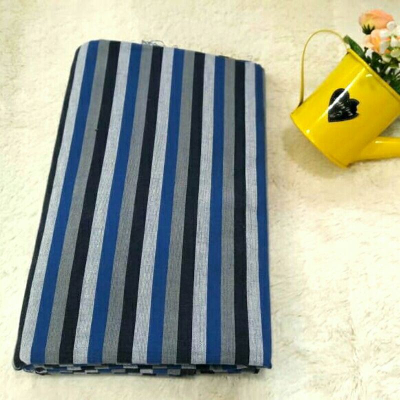 Kain Batik Lurik Tenun Warna Biru Putih