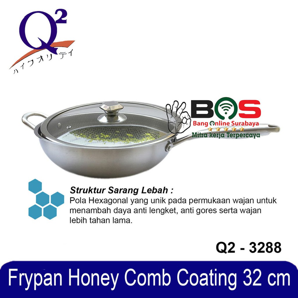 Panci Wajan Goreng Anti Lengket - Frypan Honeycomb Wok 32 CM Q2 3288