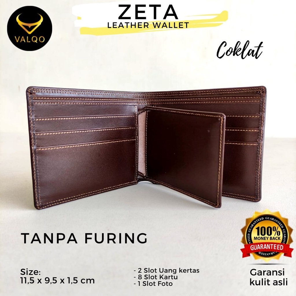 [VALQO] Dompet ZETA Kulit sapi Full Tanpa furing Cowok Pria Laki bisa COD