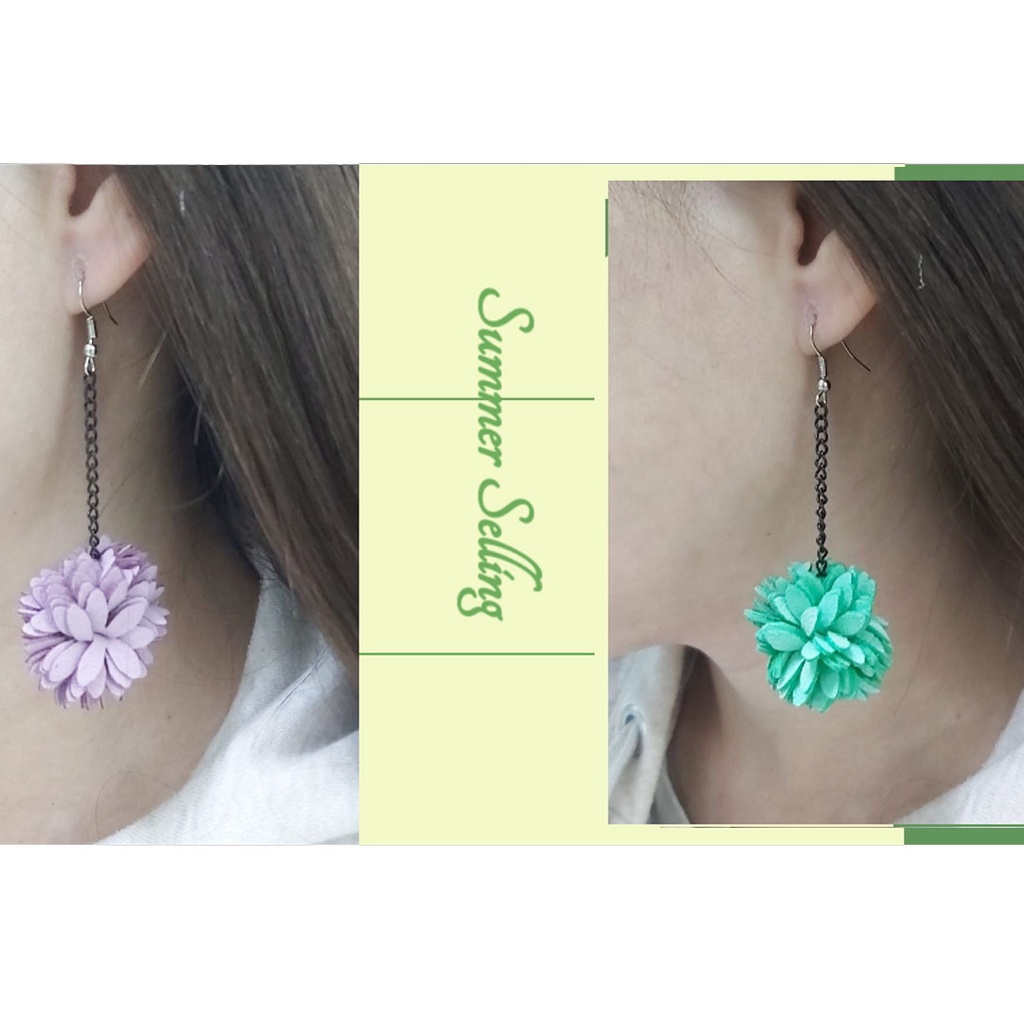 Anting korea wanita kekinian / anting fashion rantai bunga