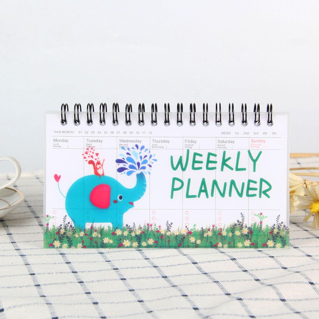 Top Weekly Planning Diary Portable Coil Notebook Up-turning Tearable