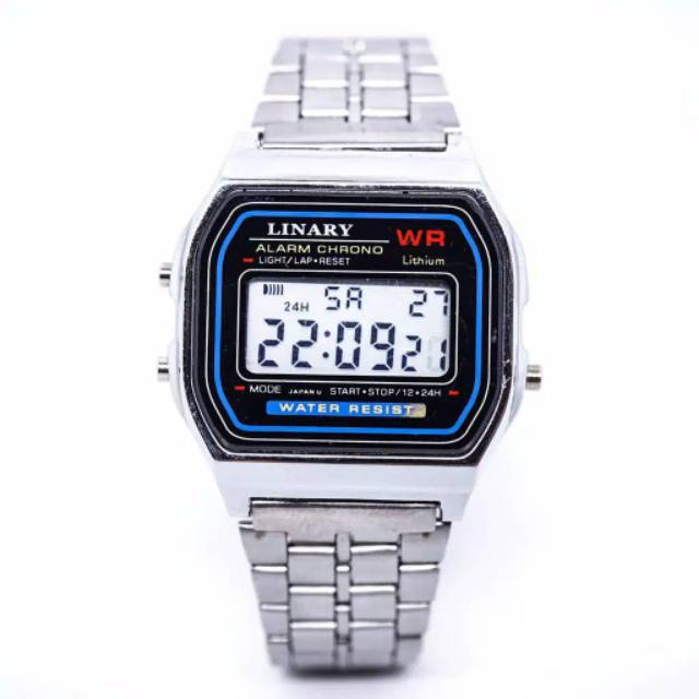 Jam Tangan Pria Wanita Fashion  Linary Kotak Tiga Tombol  Rantai Steel