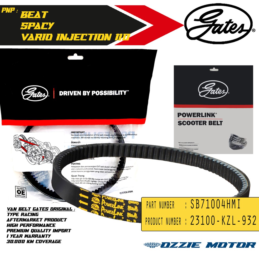 VAN BELT GATES VANBELT V BELT VBELT V-BELT GATES POWERLINK 23100-KZL-932 | SB71004HMI HONDA BEAT, SPACY, VARIO VANBELT RACING 100% ORIGINAL