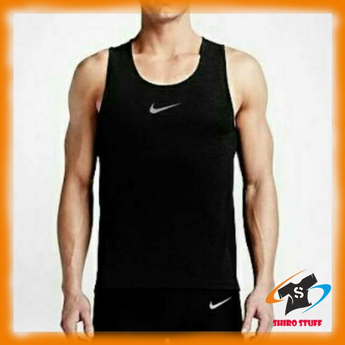 Singlet LOGO NIKE gym fitness / BAJU OLAHRAGA LEKBONG HITAM