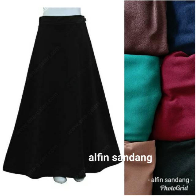 rok jumbo panjang polos model payung waffle crepe