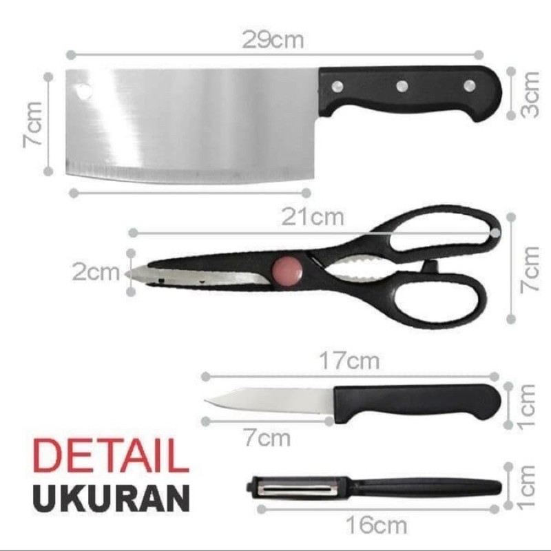 PISAU SET 4IN1 / PISAU DAPUR / PISAU SERBAGUNA / KITCHEN KNIFE / PISAU STAINLEES STEEL SUPER MURAH