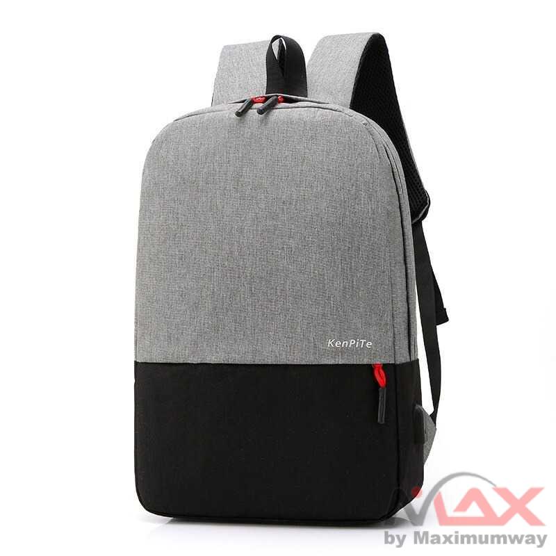 KenPiTe Tas Kerja Kuliah Kantor Sekolah Tas Ransel Laptop Backpack dengan USB Charger Port