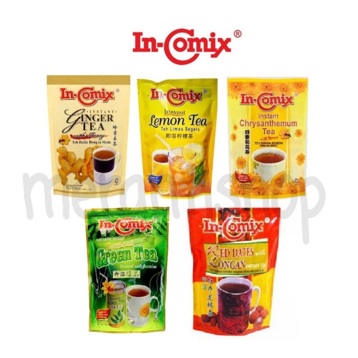 

IN-COMIX INSTANT TEA 324 GRAM / LONGAN TEA / LEMON TEA / GREEN TEA / GINGER TEA / CHRYSANTHEMUM TEA