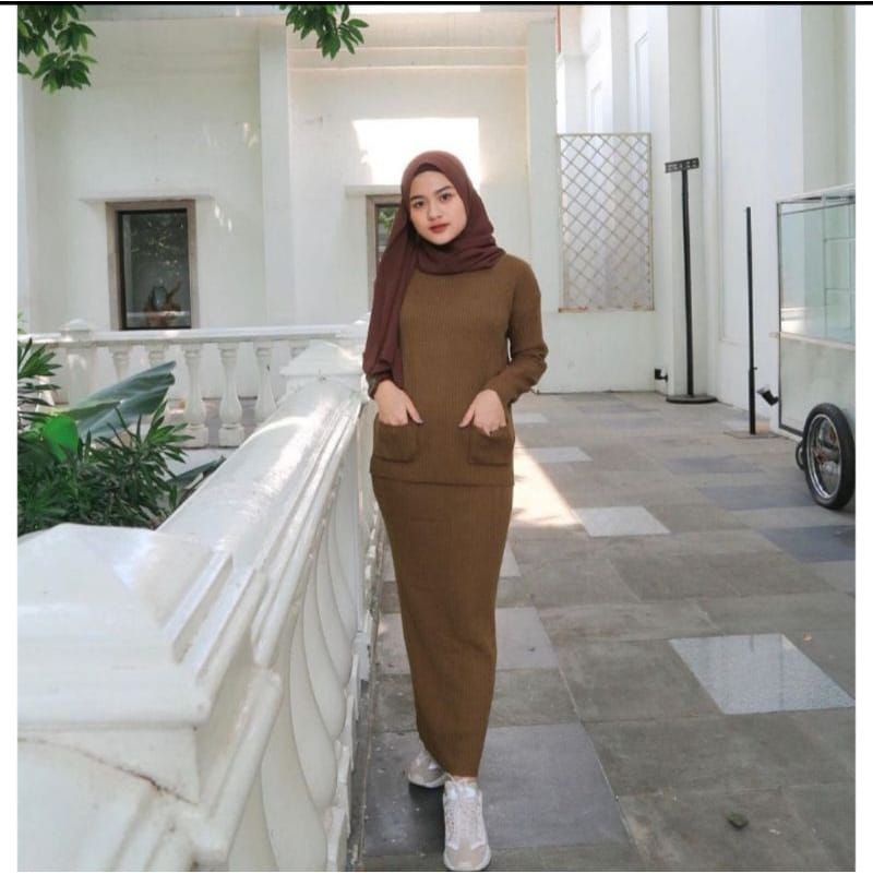 One Set Rajut Boxy Setelan Knit Rajut Boxy Premium