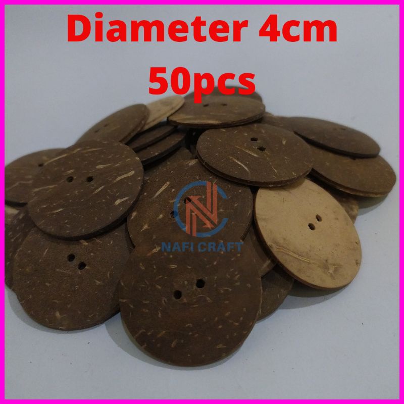 kancing batok kelapa diameter 4 cm