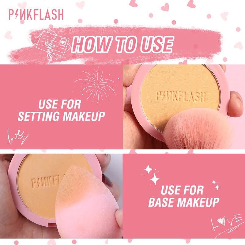 PINKFLASH Pressed Powder OhMySelf Long-lasting Matte Lightweight Oil Control Bedak Padat Pinkflash