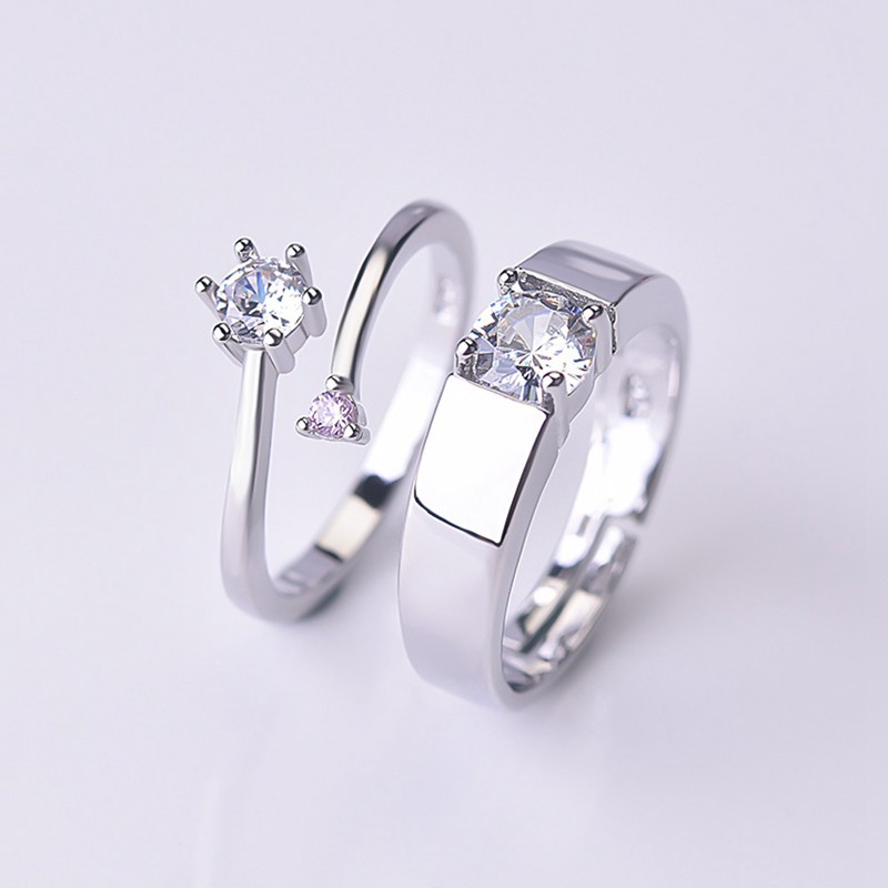 Fancyqube Cincin Adjustable Warna Silver untuk Pasangan