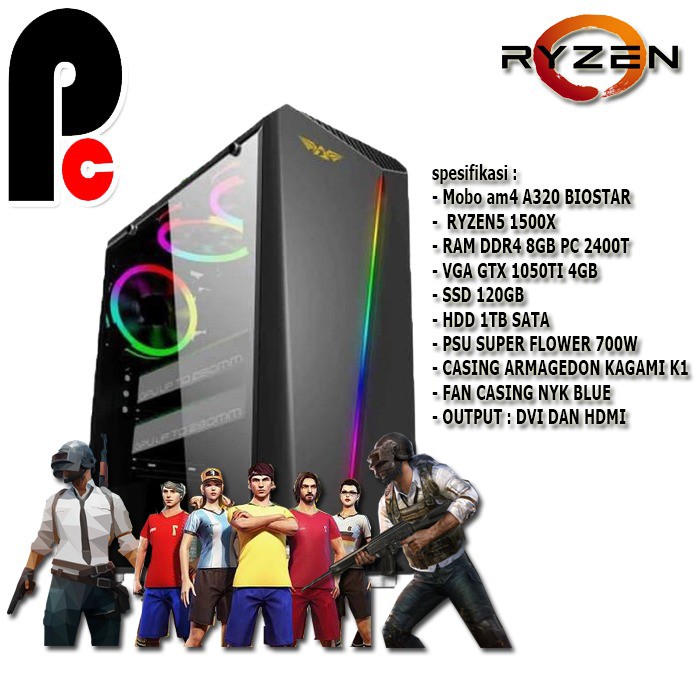 PC Komputer Rakitan Gaming Ryzen 5 1500X