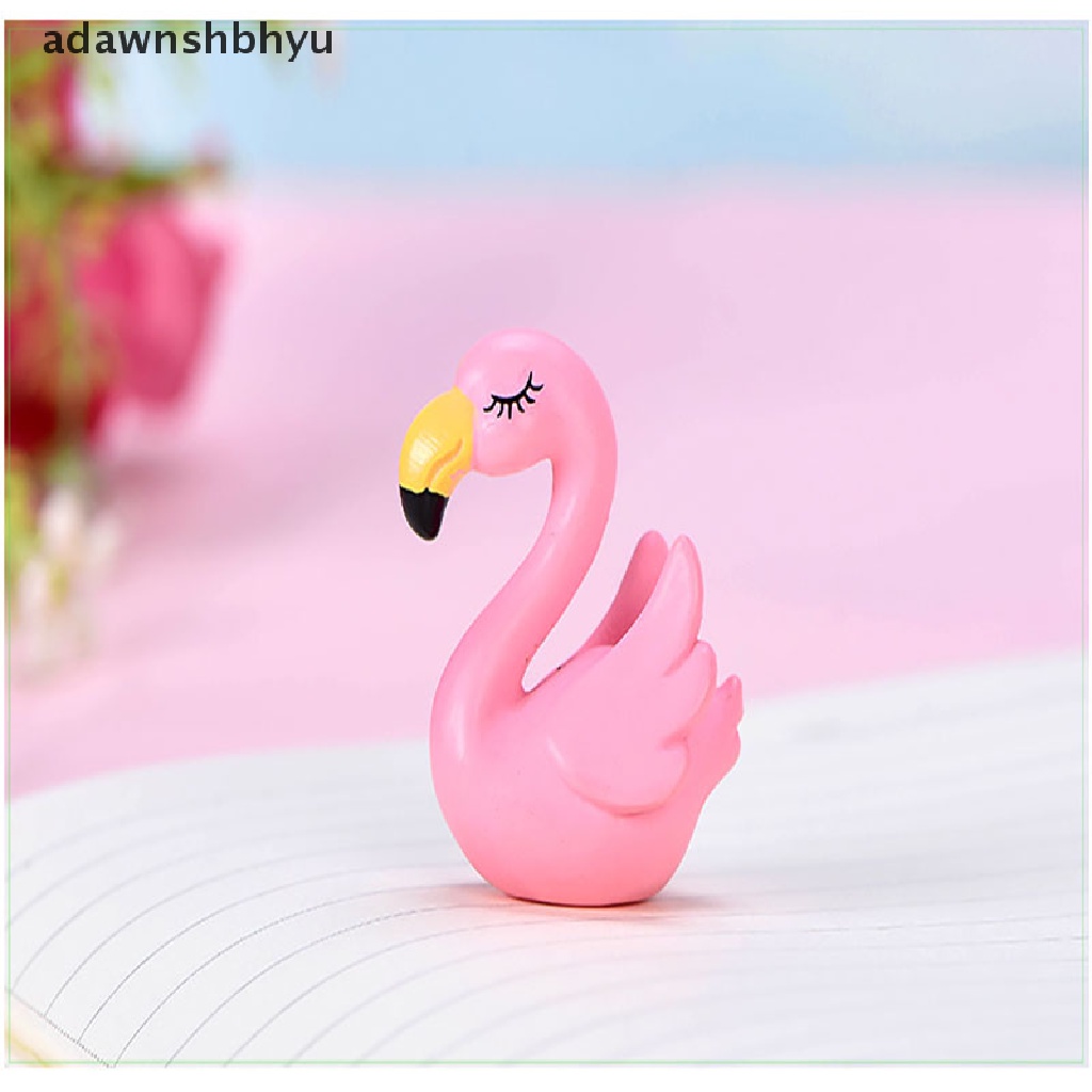 [adawnshbhyu] 1pasang Resin Flamingo Miniatur Pemandangan Bonsai Berdaging Dekorasi Taman Hadiah