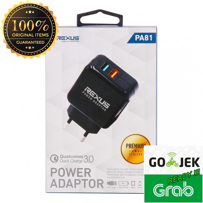 Charger Rexus PA81 2 Port USB Quick Charge 3.0 Original