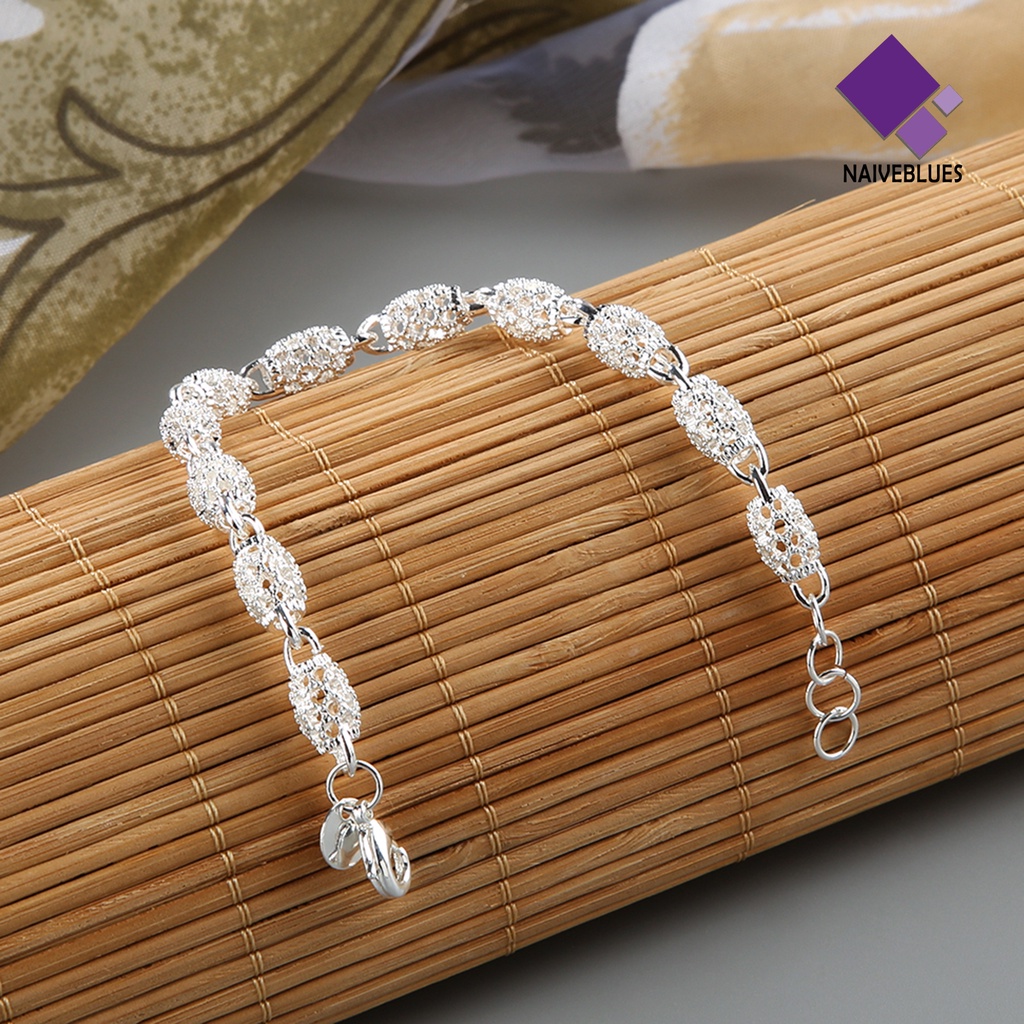 Gelang Rantai Bola Hollow Warna Silver Anti Karat Untuk Wanita