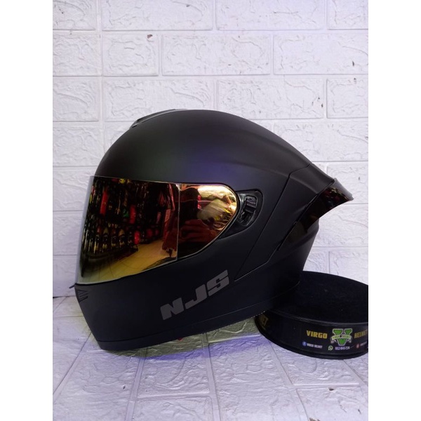 NJS ZX-1 SOLID FLAIN MATT BLACK DOFT PAKET GANTENG VISOR IRIDIUM + SPOILER-3