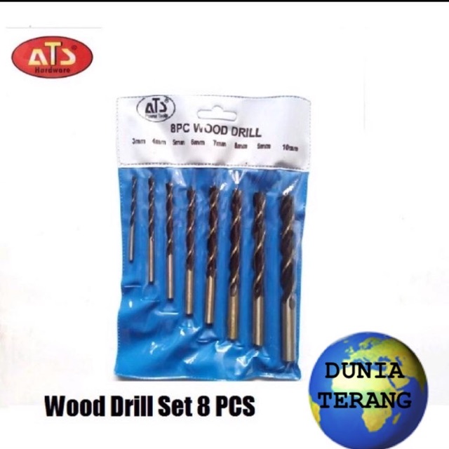 Mata Bor Kayu ATS Set 8 Pcs - Wood Drill Bit Set 8Pcs ATS 3mm 4mm 5mm 6mm 7mm 8mm 9mm 10mm