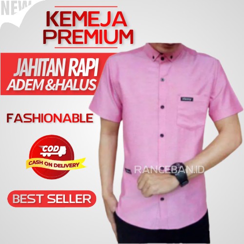 KEMEJA PINK PRIA KEMEJA POLOS CASUAL PRIA LENGAN PENDEK KEMEJA PENDEK PRIA HEM PRIA LENGAN PENDEK
