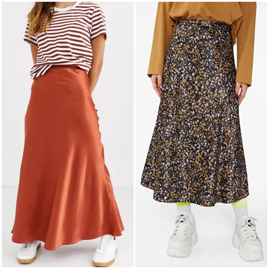MONKI Satin Midi Skirt Wanita Original #2