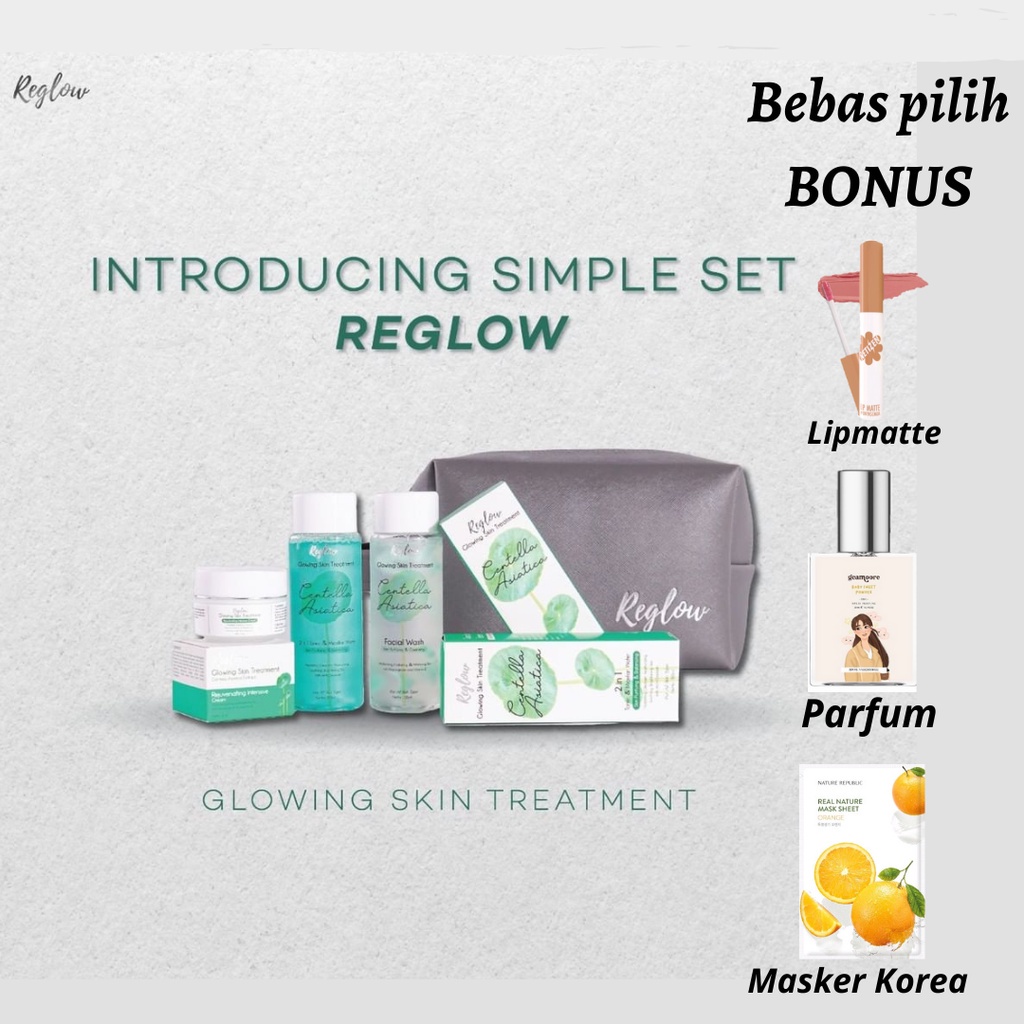 REGLOW Glowing Skin Treatment Paket Lengkap ORIGINAL 100% BPOM Skincare dr Shindy Putri Pemutih Pencerah Wajah Free Pouch Premium Termurah-Paket REGLOW + BONUS