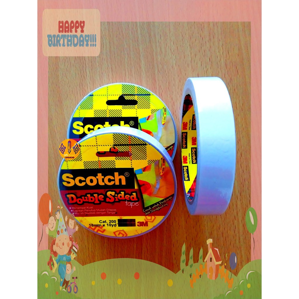 

Solasi Dua Sisi 3M 200 Scotch Double Tape Cat 18 mm x 10 Yard