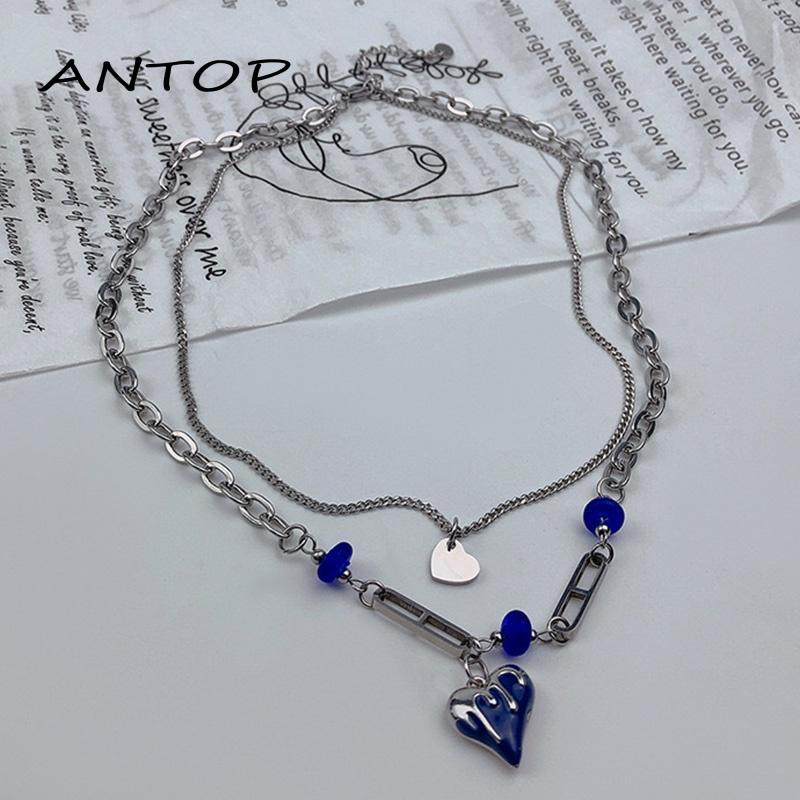 Kalung Rantai Model Double layer Bahan Titanium Steel Untuk Aksesoris Sweater