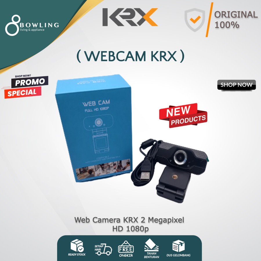 Webcam 2 Megapixel KRX Web Camera PC Full HD 1080p 2MP Zoom Cam