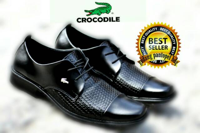 SEPATU PRIA CROCODILE PANTOPEL HITAM FORMAL KERJA KANTORAN KULIAH NIKAHAN