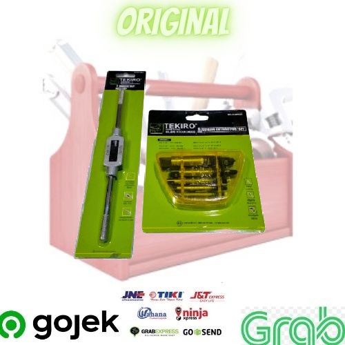 PAKET TEKIRO GAGANG HAND TAP M2-M12 DAN TAB BALIK 6PCS SCREW EXTRACTOR SET ALAT BUKA BAUT