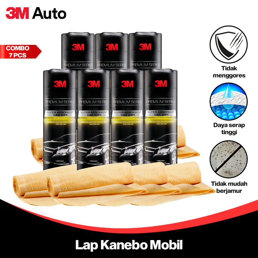 3M Auto Lap Chamois Kendaraan COMBO 7 Pcs Premium Series Kanebo Car Cleaning CMB07-3M-1053