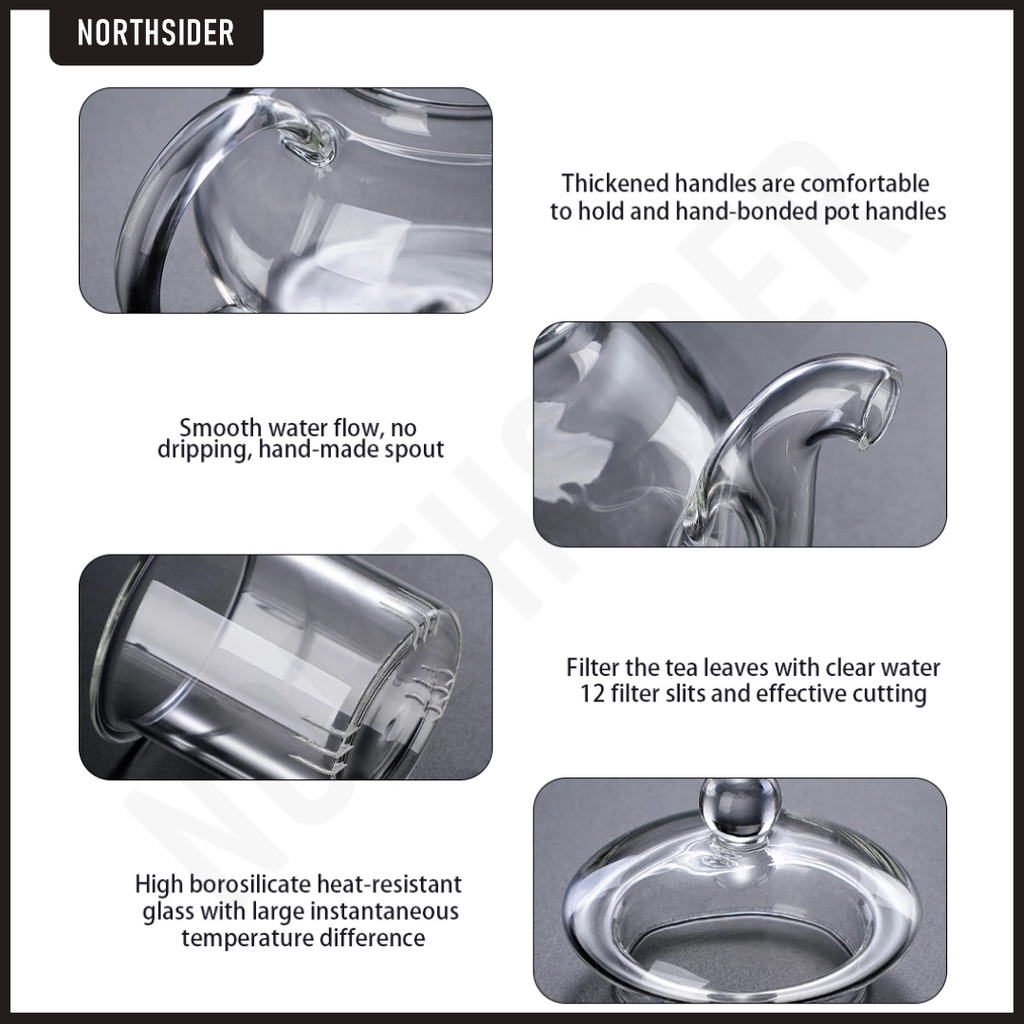 TEA POT GLASS INFUSER 400ML | TEKO TEH SARINGAN KACA - HY400