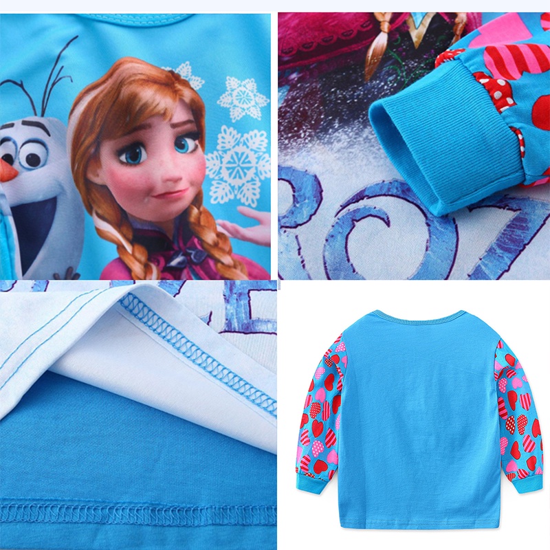 PAKAIAN ANAK PEREMPUAN FROZEN ELSA CELANA PANJANG + Kaos Lengan Panjang Frozen