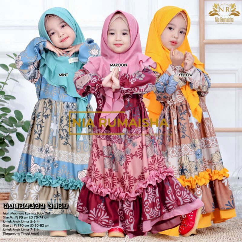 SATU SET GAMIS ANAK HAIDAROH KIDS MERK NIA RUMAISHA ORIGINAL