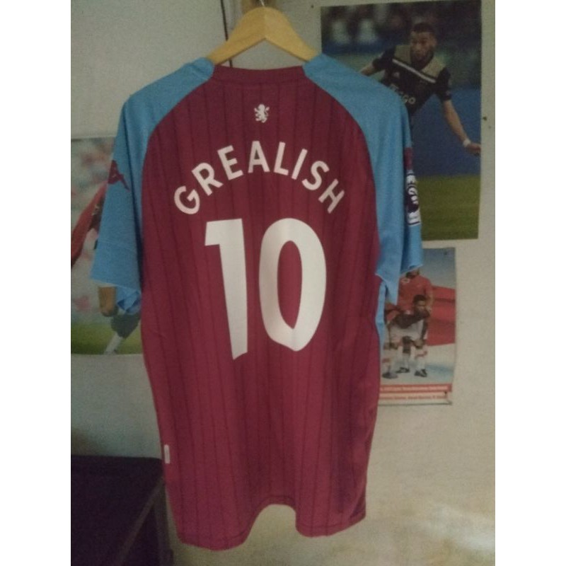 JEESEY ASTON VILLA HOME 2020 NAMESET GREALISH + PATCH LIGA INGGRIS