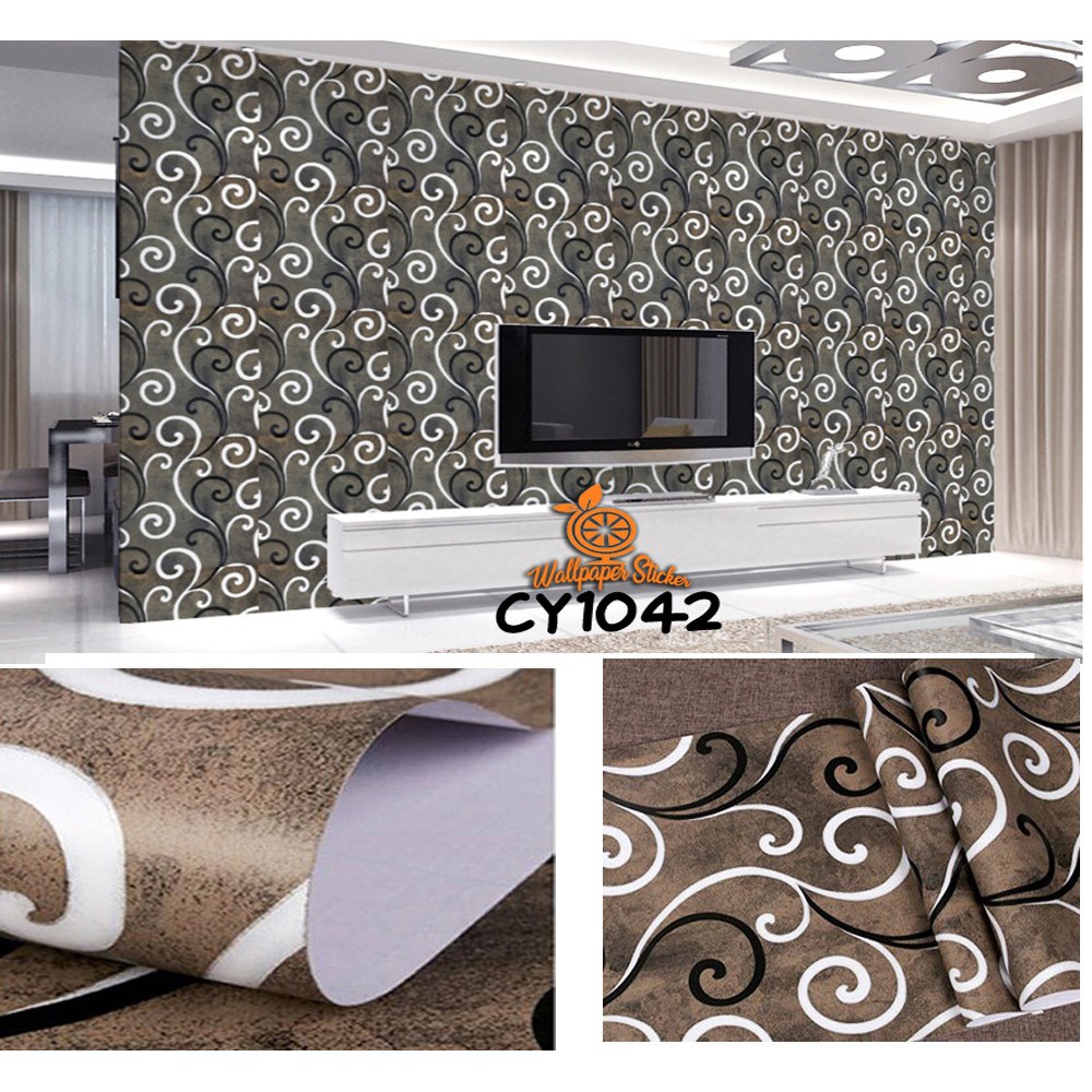 Jual Wallpaper Dinding Motif Batik Ulir Coklat Shopee Indonesia 1302