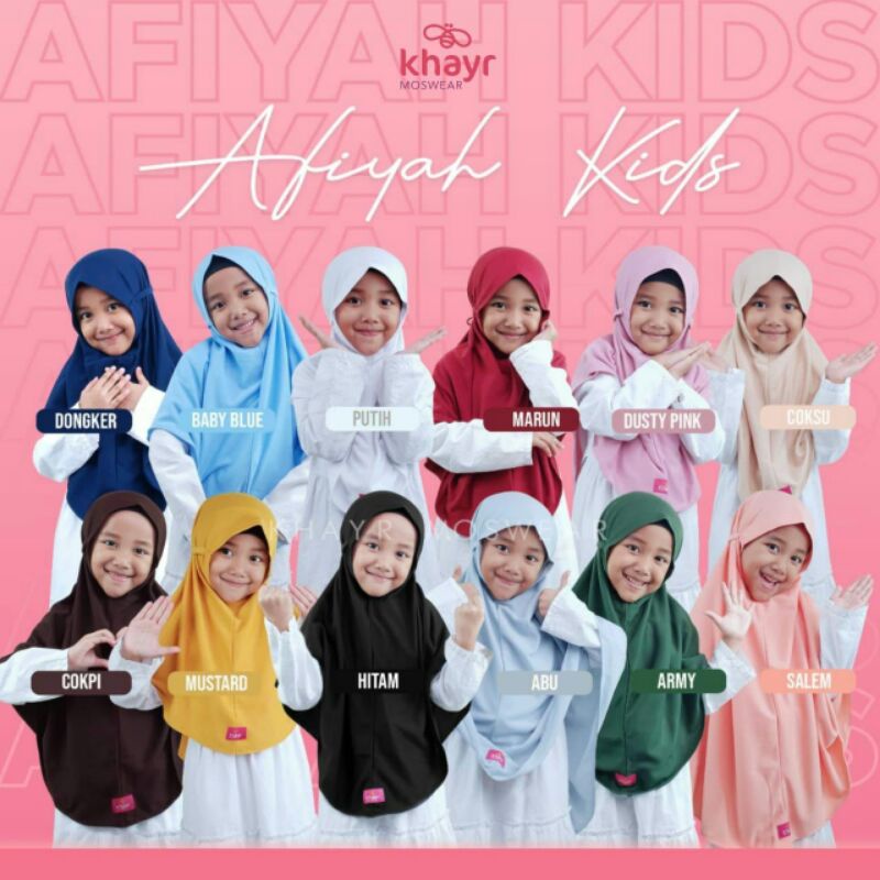 [KHAYR] Jilbab Bergo Anak Afiyah Kids Series by Khayr Moswear Hijab
