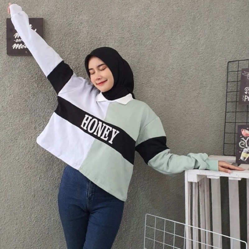 HONEY SWEATER CROP COLAR // CROP TOP // SWEATER KERAH